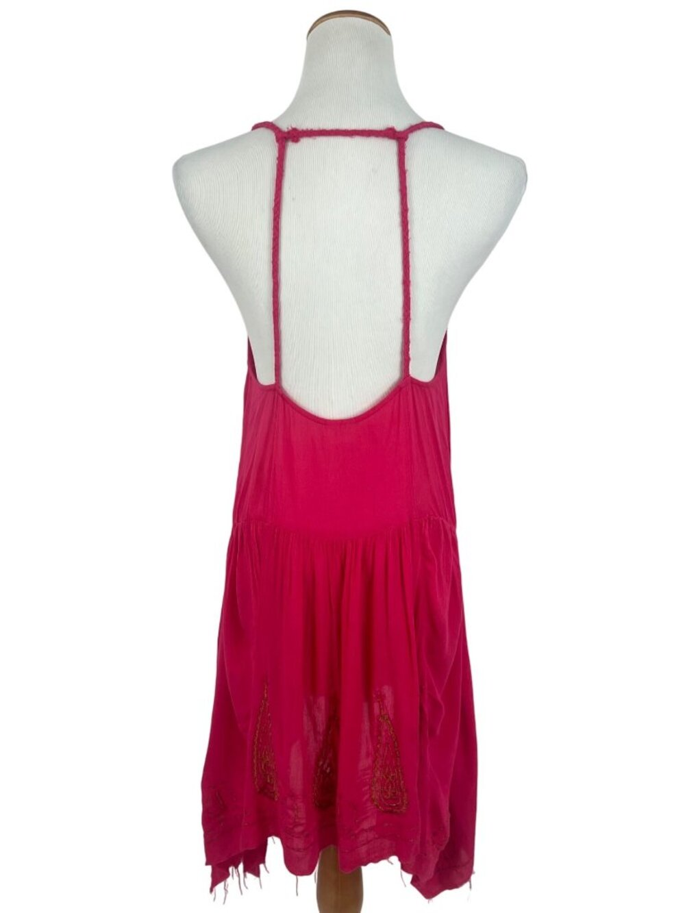 NWT Free People Pink Gold Embroidered Asymmetric Slip Dress | Boho Fairy Indie M - Picture 9 of 16